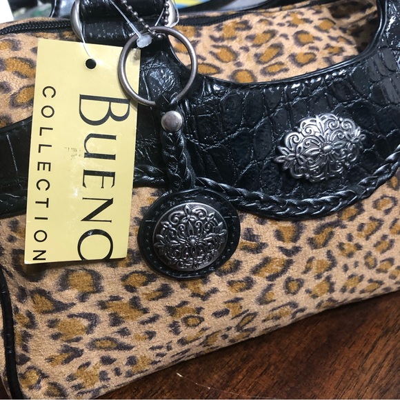 Bueno Collection  Leather Leopard shoulder handbag  brown . - Picture 6 of 7